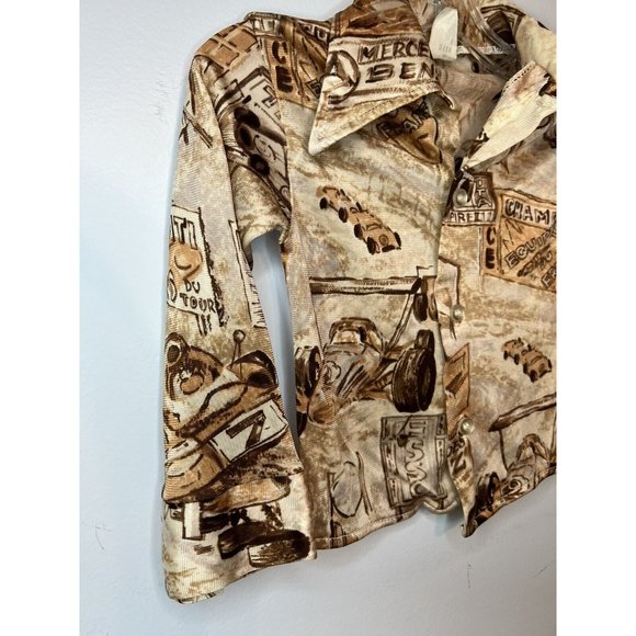 Vintage 60s 70s Toddler Button Down Shirt Race Car Porsche Mercedes Champion 2t - Picture 4 of 12